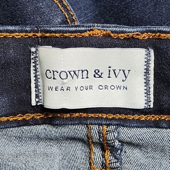 Crown & Ivy Jeans Womens 14 Straight Leg Stretch Denim High Rise Pockets Casual - Picture 10 of 15